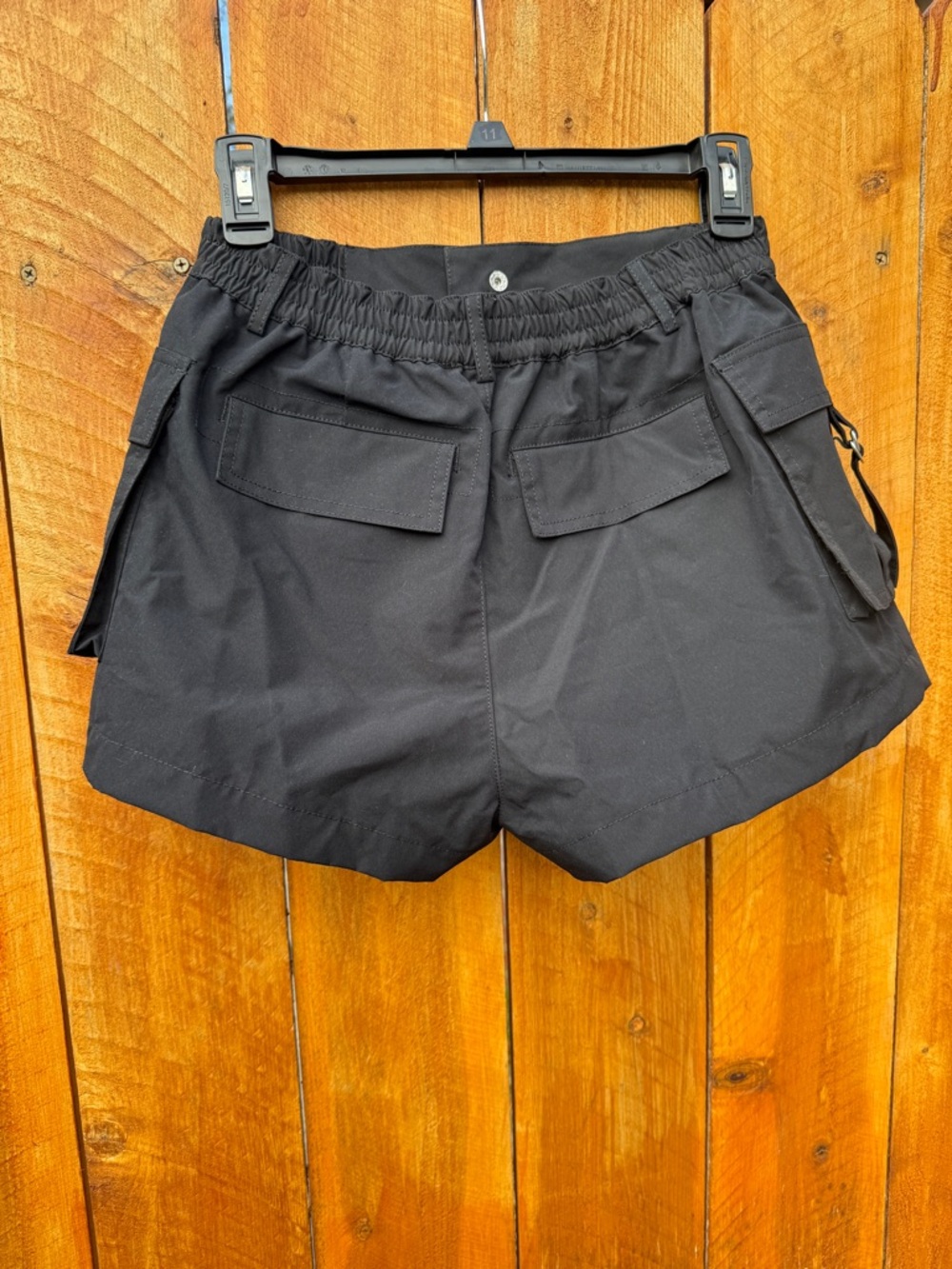 Love Tree Black 4 Pocket Cargo Shorts with Silver D-Ring Strap Closure - Small - Picture 2 of 13